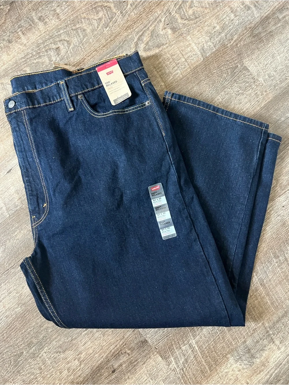 Levis 550 Big & Tall Relaxed Fit Jeans Mens 50x30 Dark Wash Blue Stretch Denim